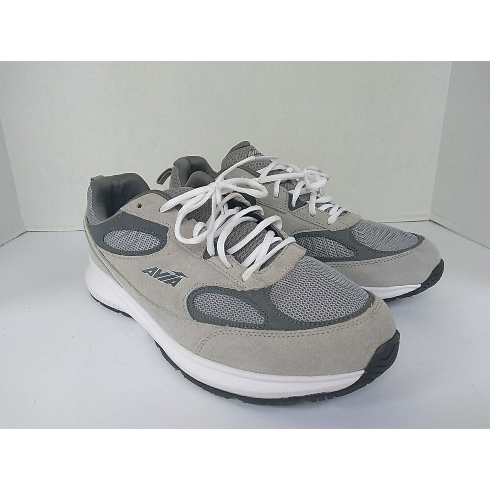 Avia Athletic Sneakers Comfort Walking Grey Mesh Suede Lace-Up Training Shoes